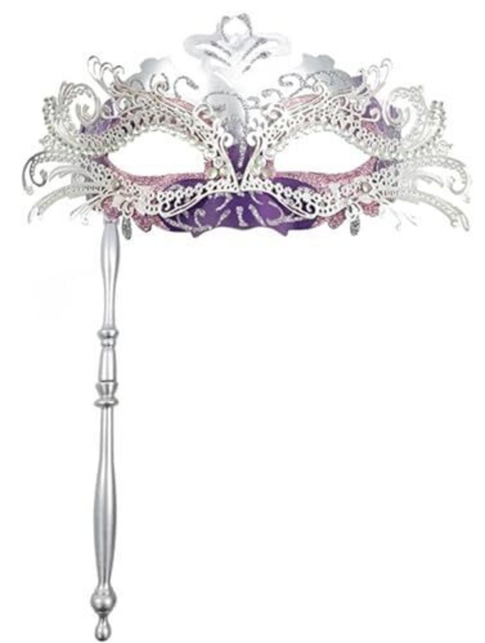 8720 Masquerade Mask with Stick Mardi Gras Rhinestone Eye Masks